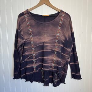 Anama Buckle Tie Dye Embroidered 3/4 Length Sweater Women’s One Size Fits Most